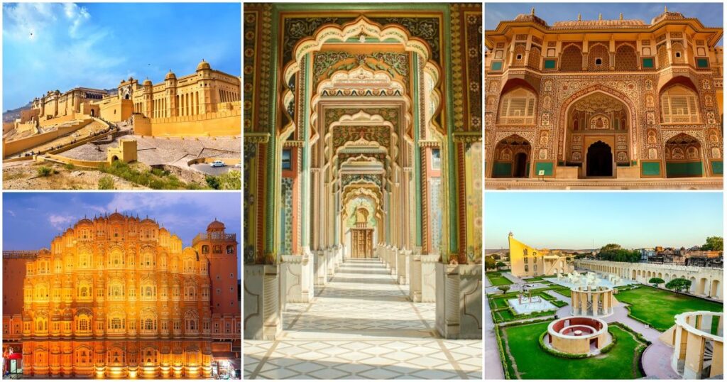 Jaipur attractions including Amber Fort, Hawa Mahal, Patrika Gate, Ganesh Pol, and Jantar Mantar on India’s Most-Loved Tourist Circuit