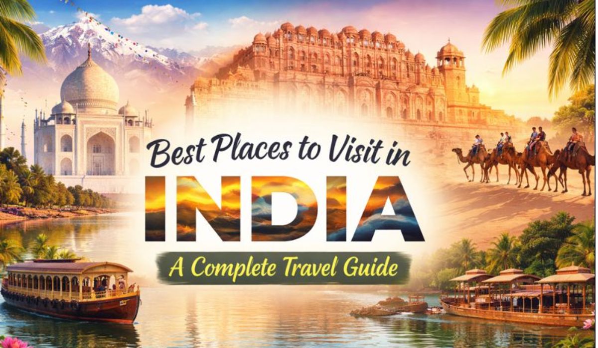 Best places to visit in India including Taj Mahal, Rajasthan, Kerala backwaters, and desert safari