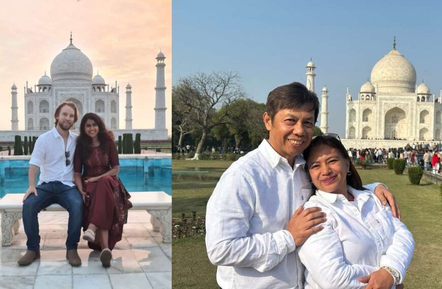 Tourists sitting at Taj Mahal marble platform – Taj Mahal visiting tips for foreigners