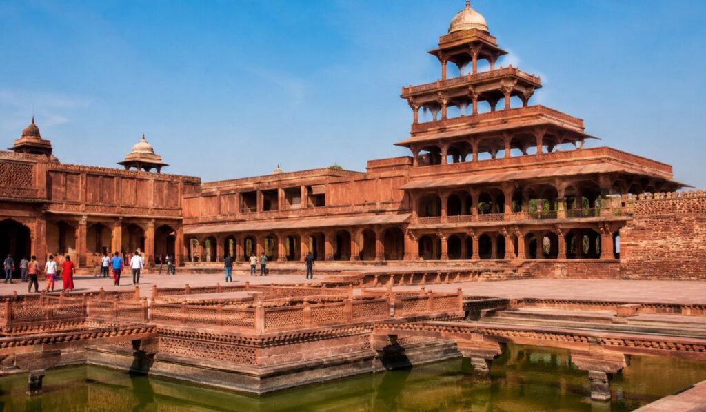 Panch Mahal and red sandstone architecture at Fatehpur Sikri